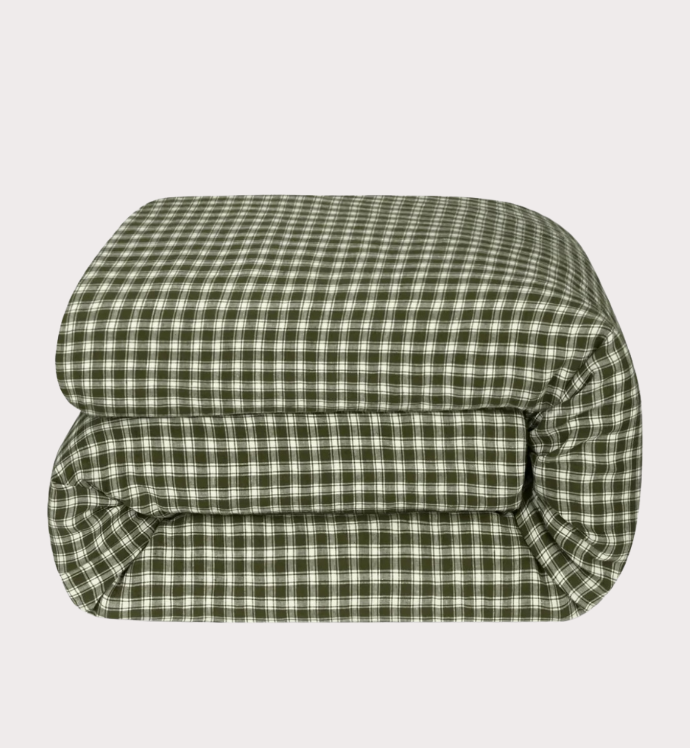 Fern Green Heritage Gingham 100% Linen Duvet Cover