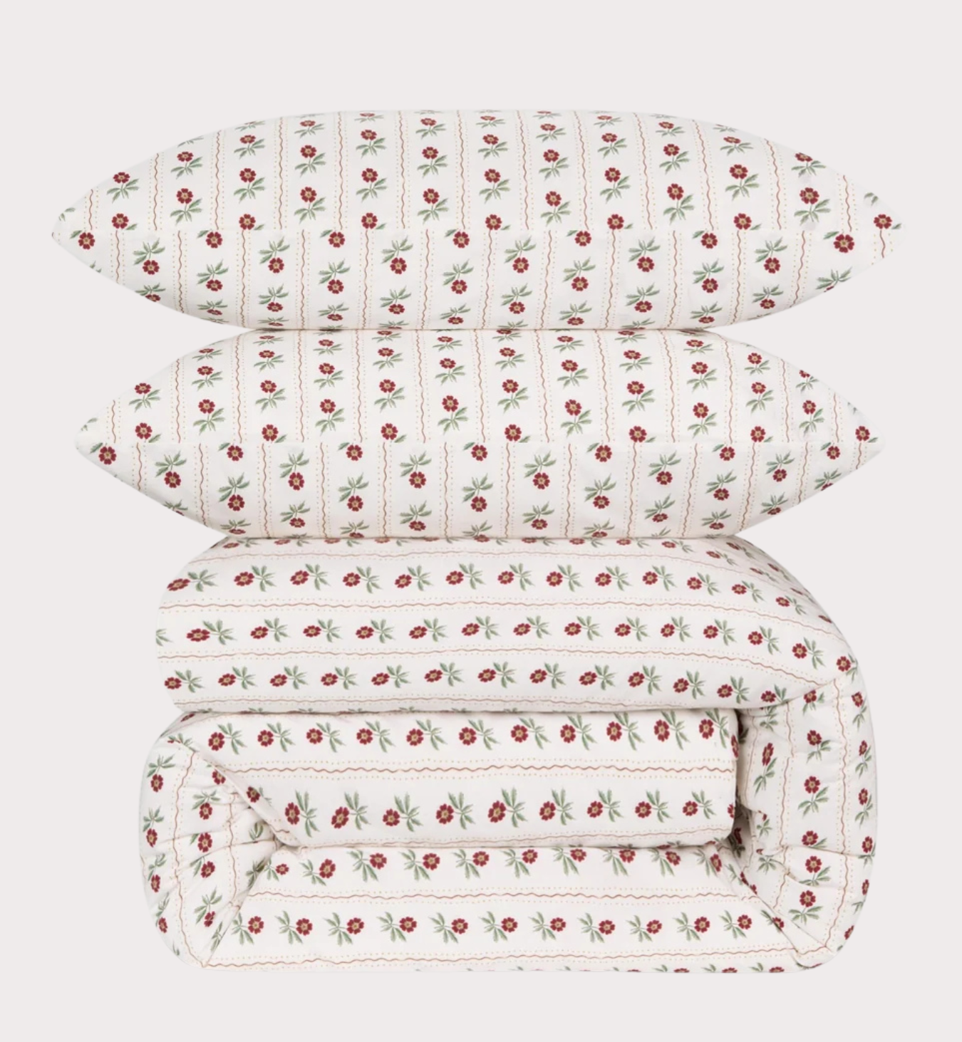 White Woodland Stripe Cotton Duvet Set
