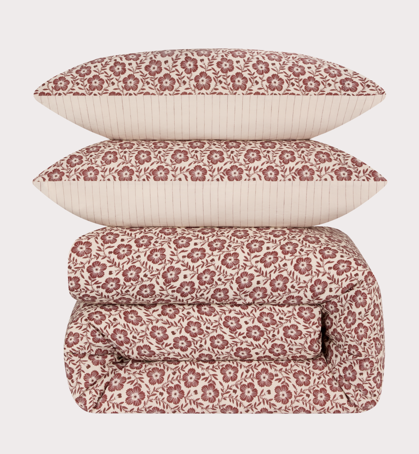 Rhubarb Folk Floral Linen Blend Duvet Cover