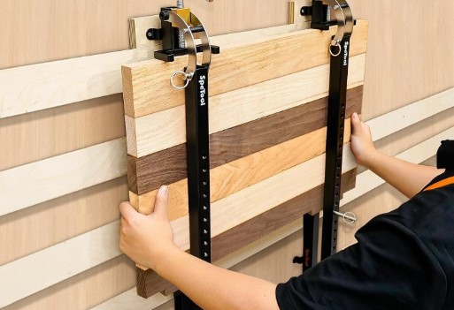 Clamps and glue laid out on the bench, ready for a dry-run glue-up