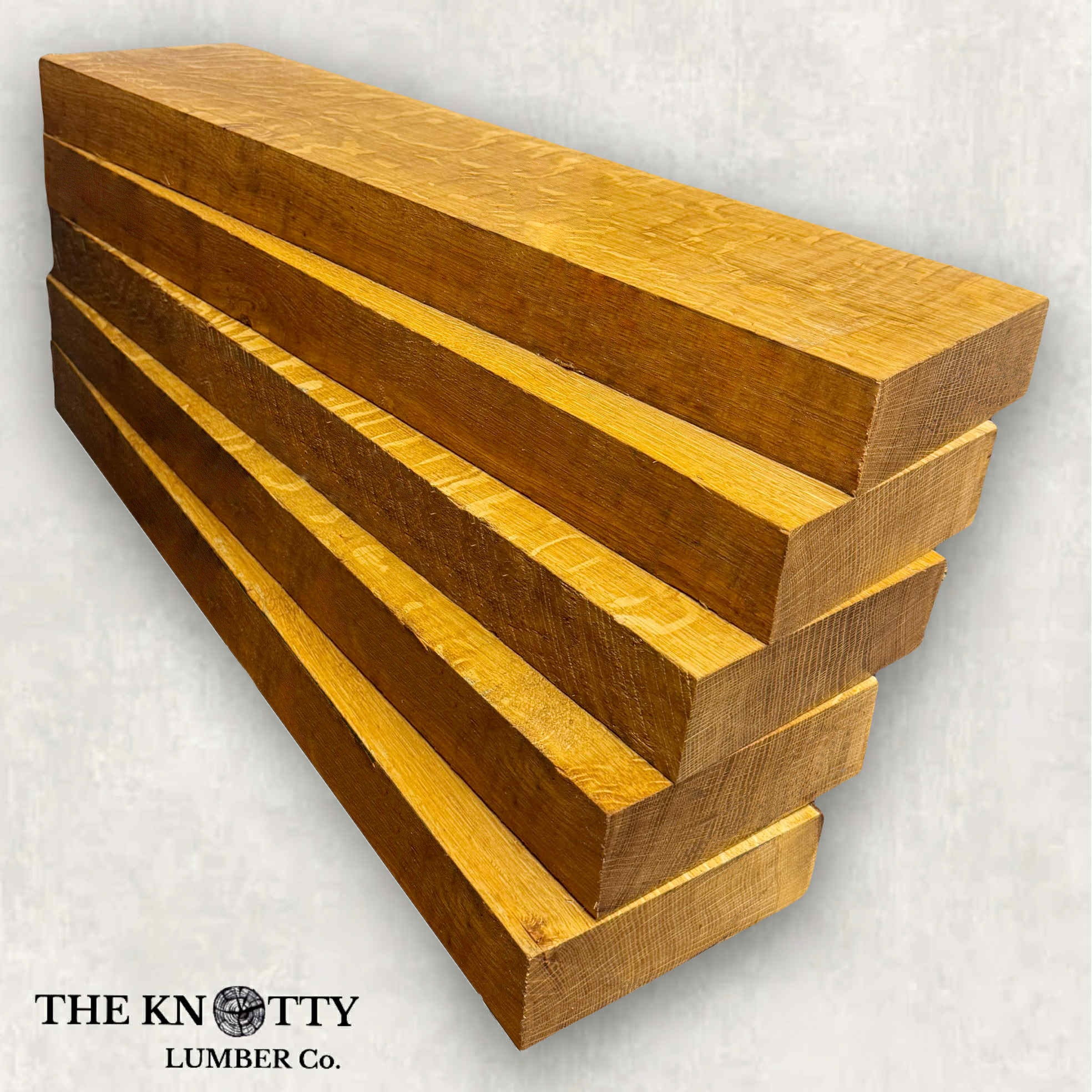 White Oak lumber showing golden-brown grain and ray fleck