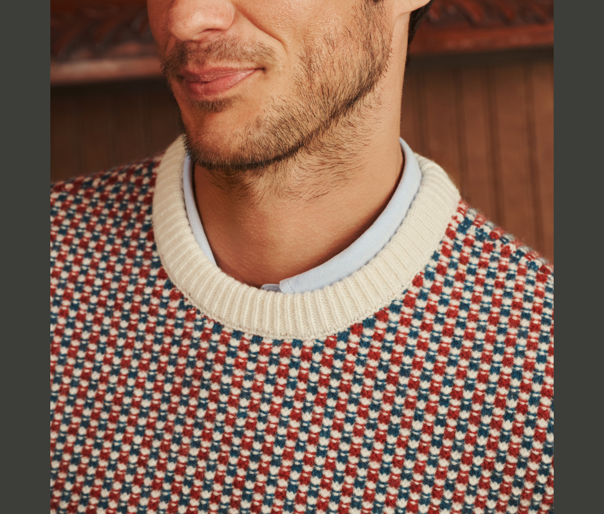 Lambswool Seed-Stitch Crew Neck Sweater
