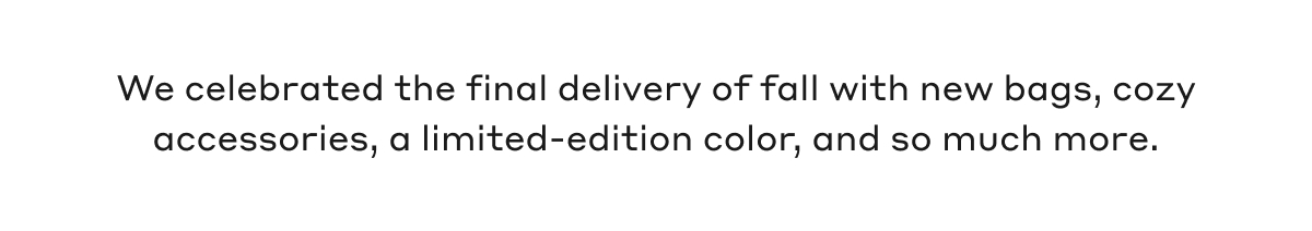 We celebrated the final delivery of fall with new bags, cozy accessories, a limited-edition color, and so much more.