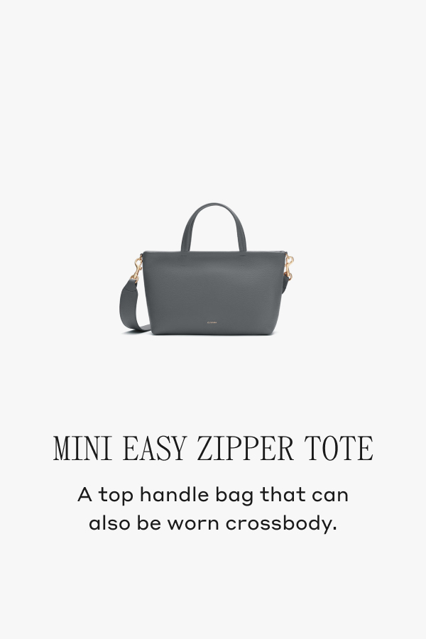 MINI EASY ZIPPER TOTE A top handle bag that can also be worn crossbody.