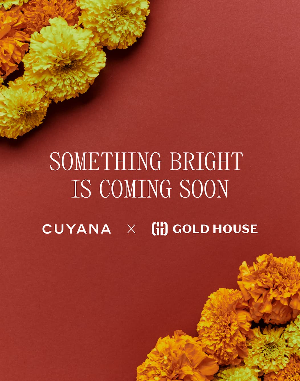 SOMETHING BRIGHT IS COMING SOON. CUYANA X GOLD HOUSE