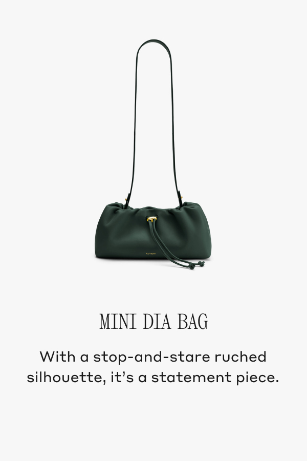 MINI DIA BAG With a stop-and-stare ruched silhouette, it's a statement piece.