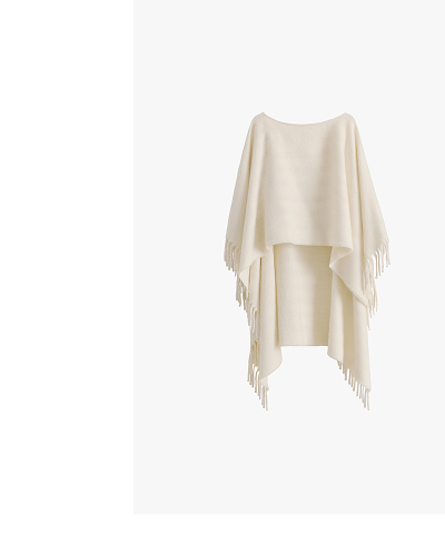 Textured Poncho Ecru