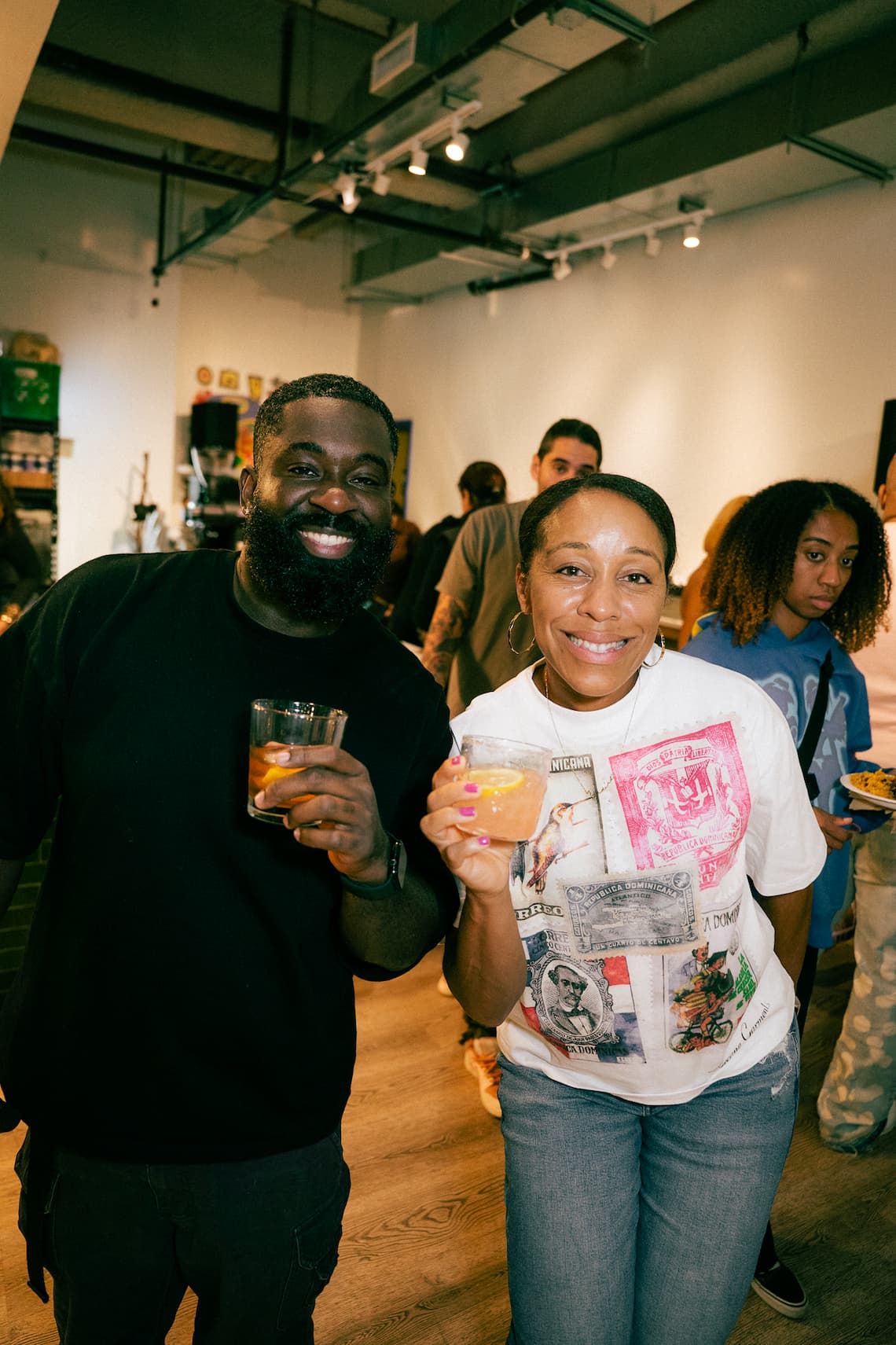 Guests toasting at the launch party