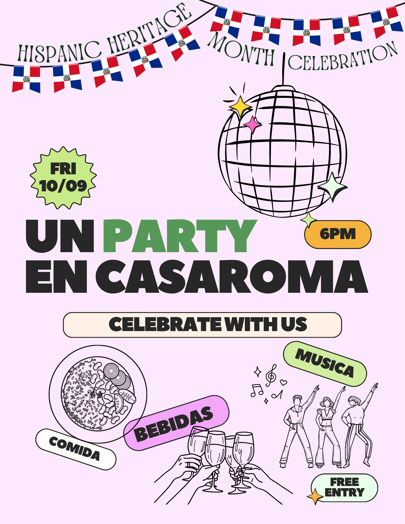 Flyer de Un Party en Casaroma, viernes 9 de octubre, 6 PM