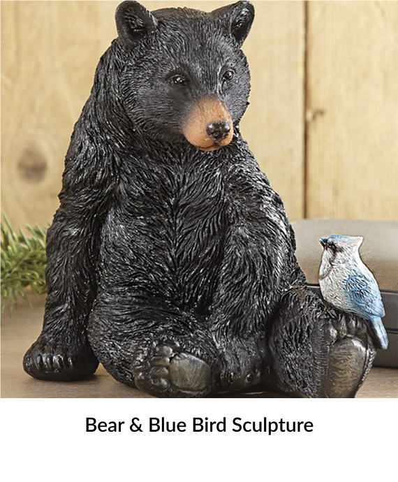 Bear & Blue Bird Sculpture