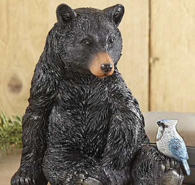Bear & Blue Bird Sculpture