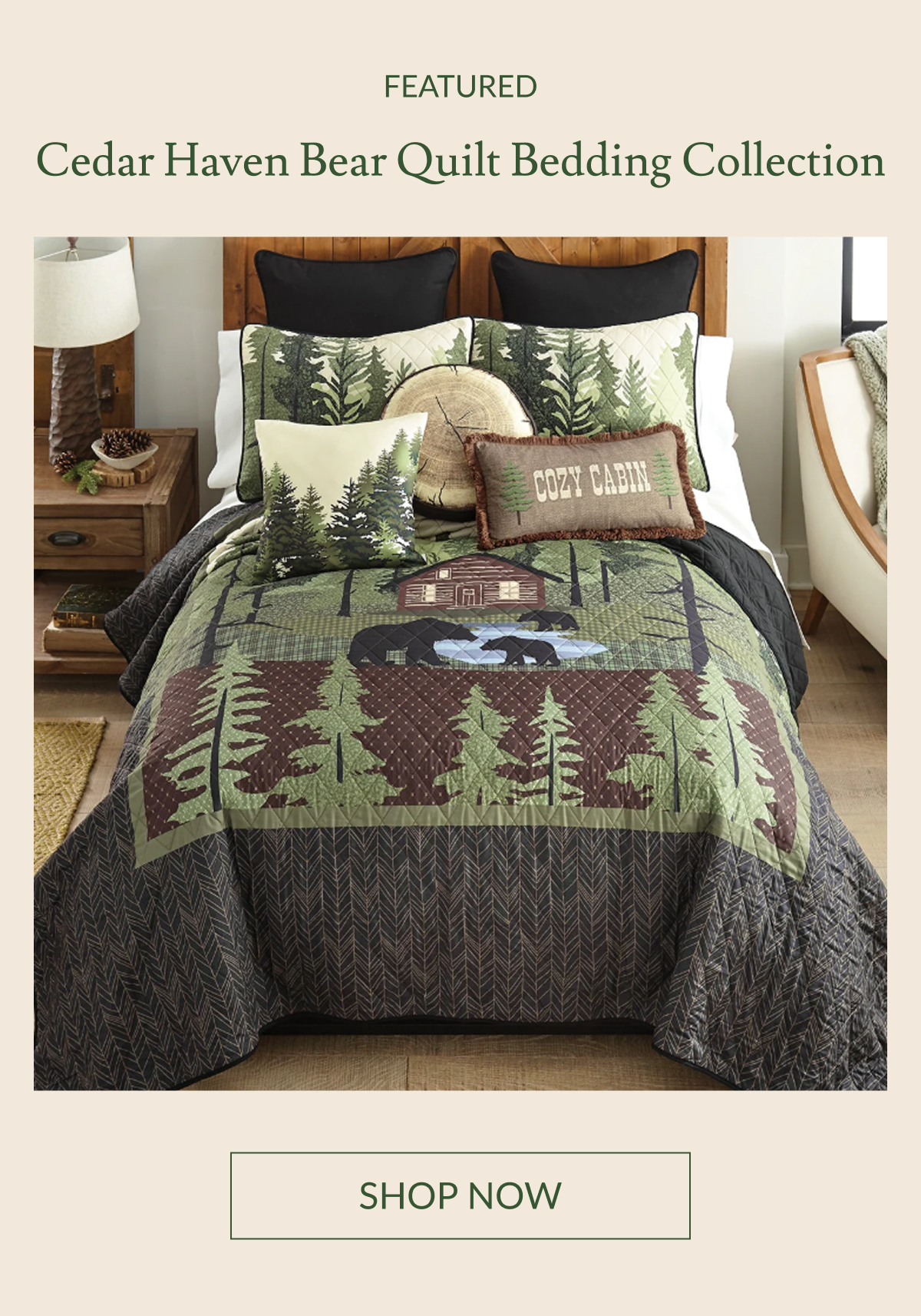 Featured: Cedar Haven Bear Quilt Bedding Collection | Shop Now