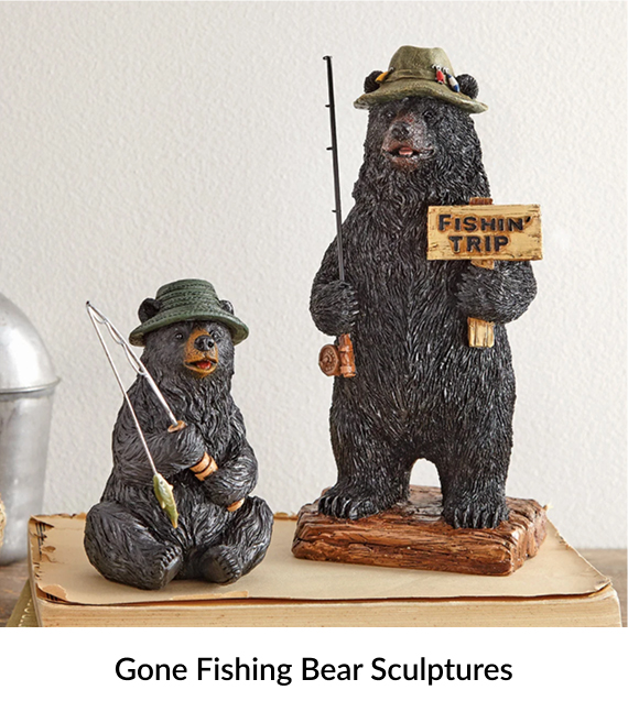 Gone Fishing Bear Sculptures