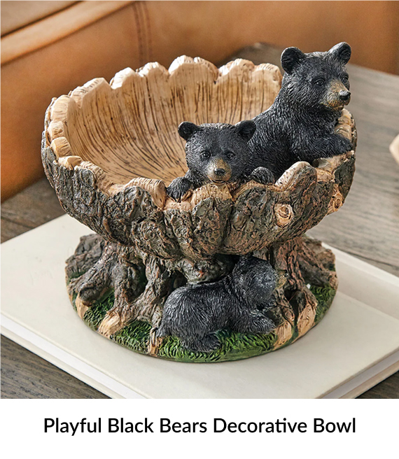 Playful Black Bears Decorative Bowl