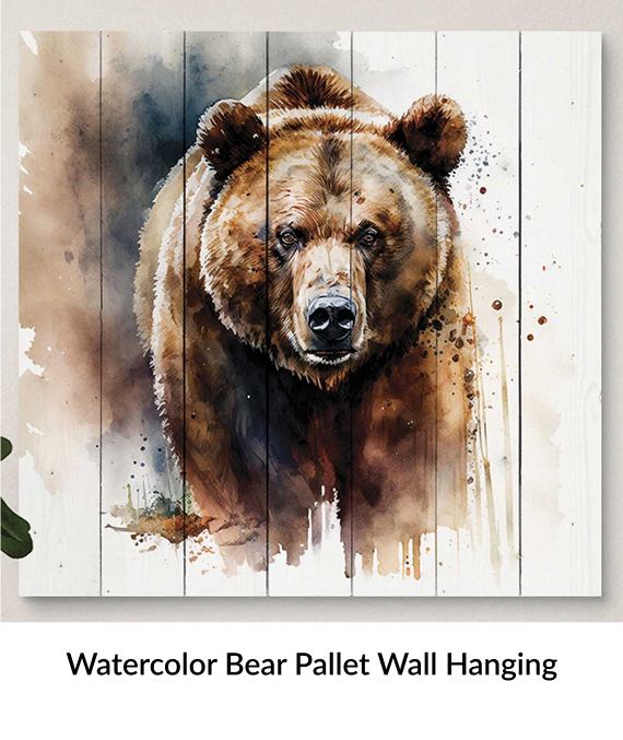 Watercolor Bear Pallet Wall Hanging 