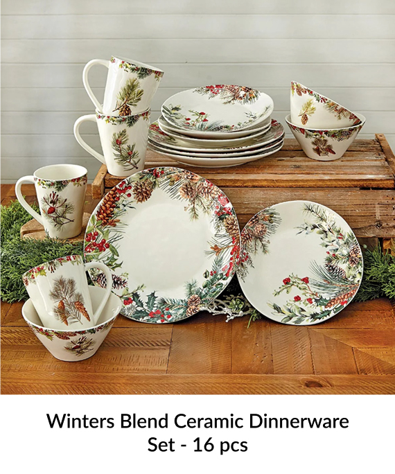 Winters Blend Ceramic Dinnerware Set - 16 pcs