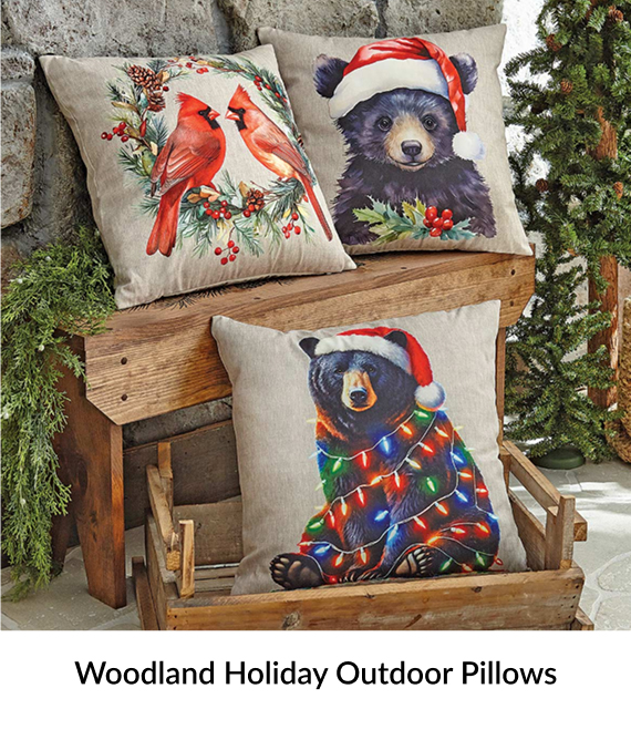 Woodland Holiday Outdoor Pillows