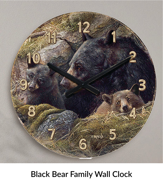 Black Bear Family Wall Clock