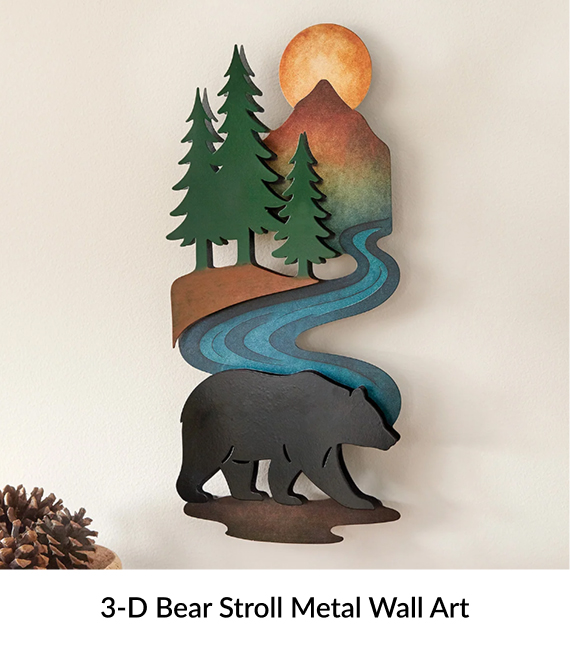 3-D Bear Stroll Metal Wall Art