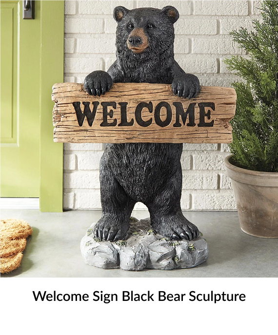 Welcome Sign Black Bear Sculpture