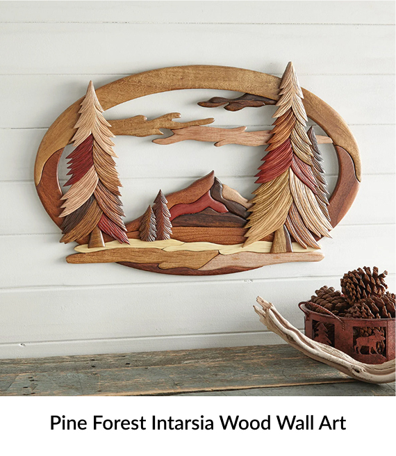 Pine Forest Intarsia Wood Wall Art