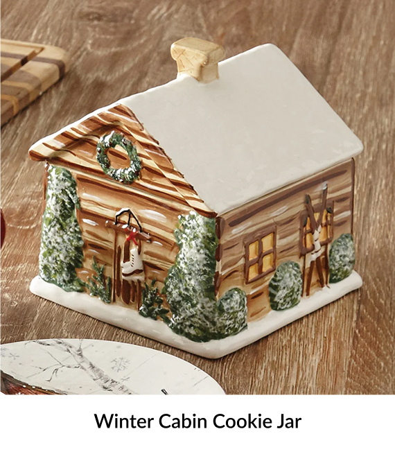 Winter Cabin Cookie Jar
