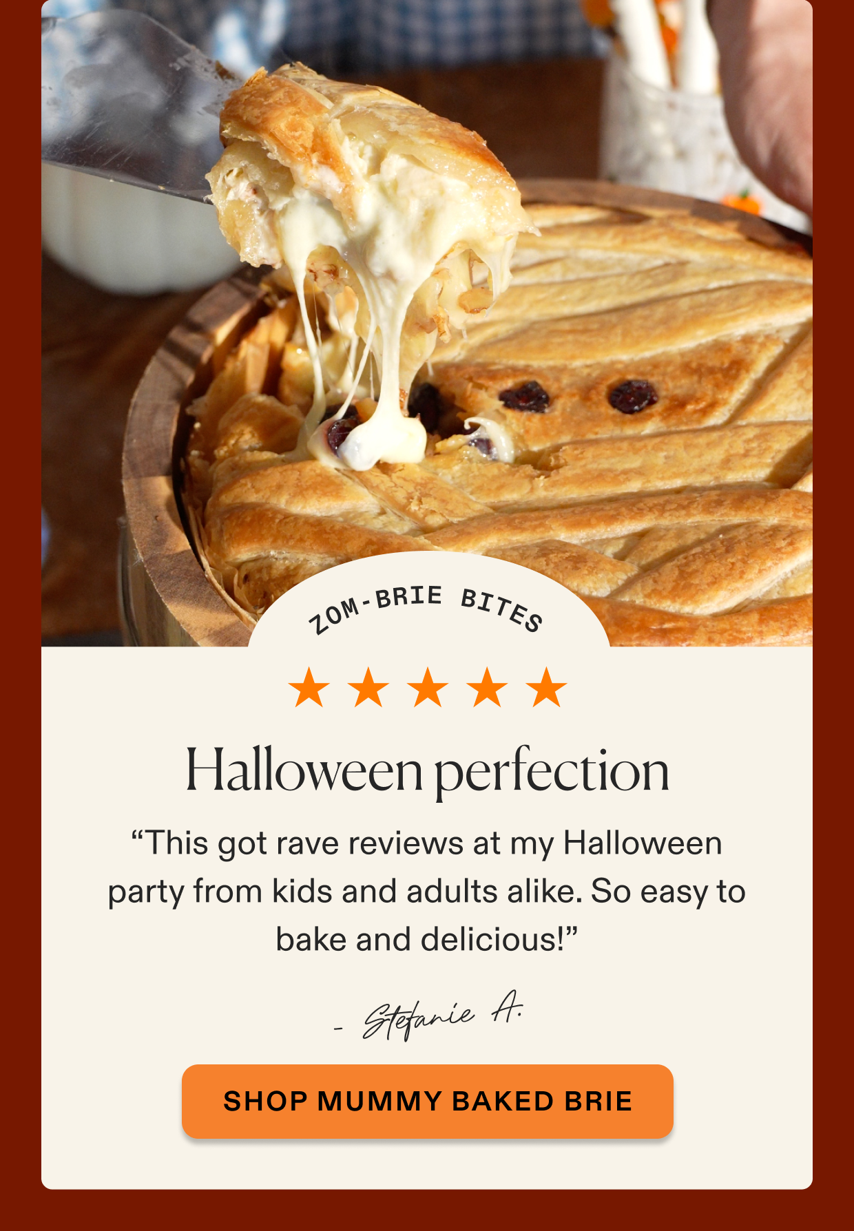 Click to shop Halloween mummy baked brie