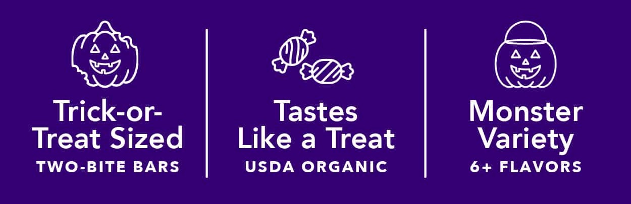 Two-bite, USDA organic minis, made in 6+ flavors.