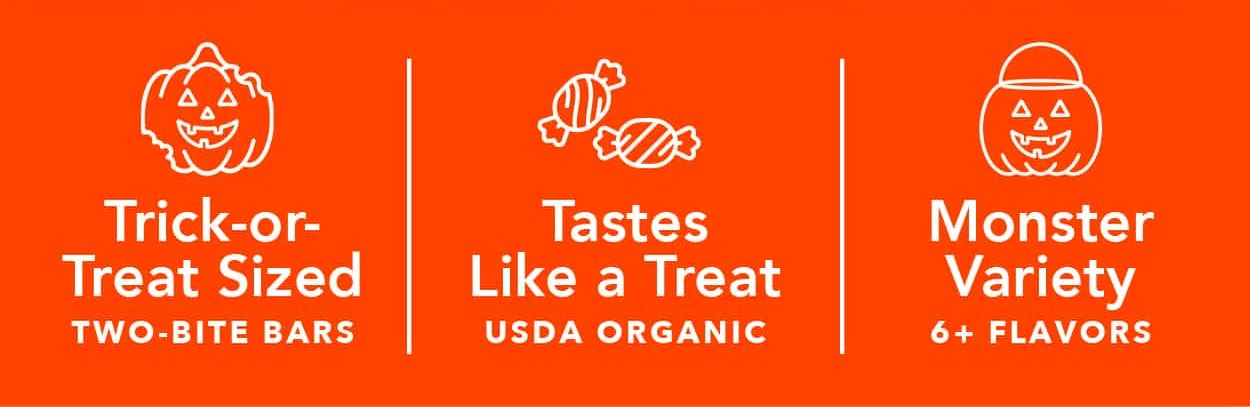Minis: two-bite bars, USDA organic, 6+ flavors