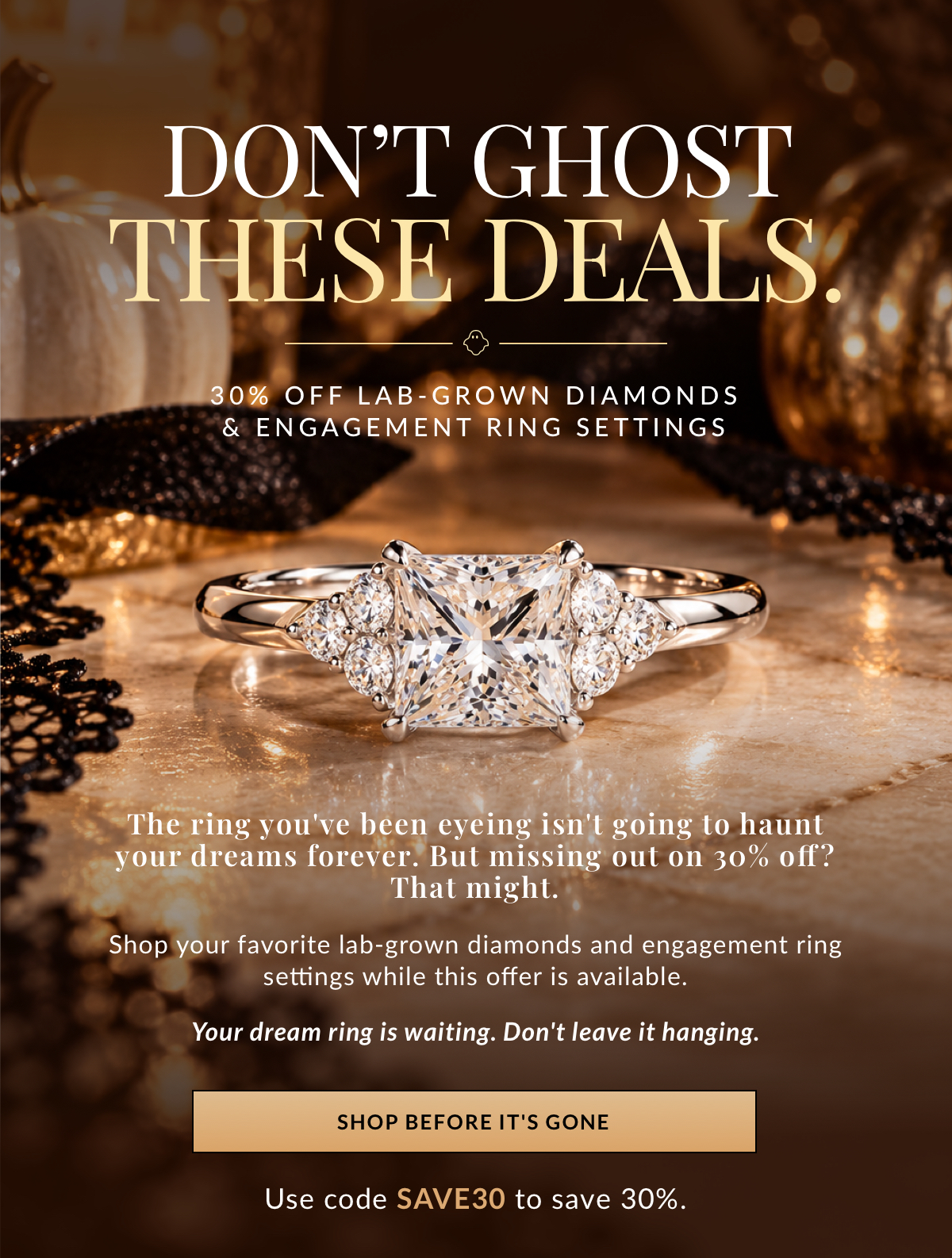 30% off lab grown diamonds and engagement ring settings