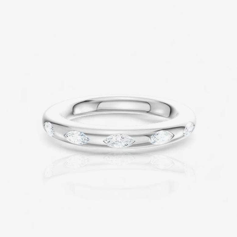 0.49 CTW Lab-Grown Marquise Diamond Inlay Fashion Band 14kt White Gold