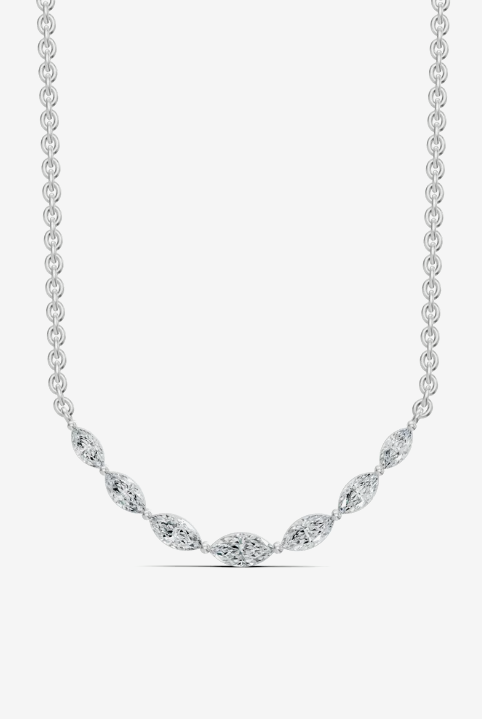 1.00 CTW Marquise Lab-Grown Diamond Curve Necklace in 14kt White Gold