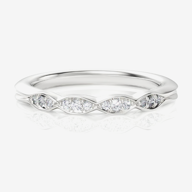 Women's 0.08 CTW Vintage Natural Diamond Accent Wedding Ring 14kt White Gold