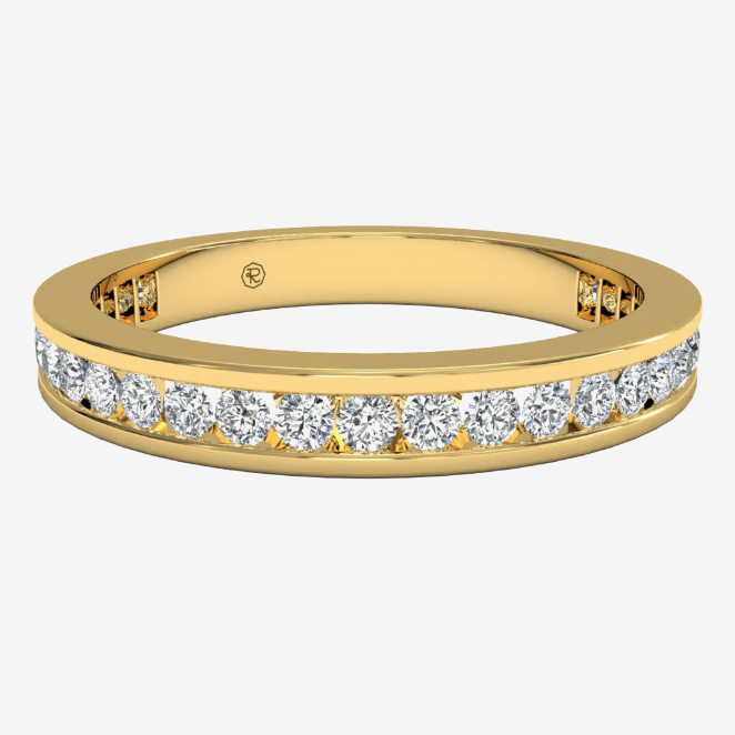 Women's 0.60 CTW Channel-set Round Natural Diamond Eternity Ring 18kt Yellow Gold
