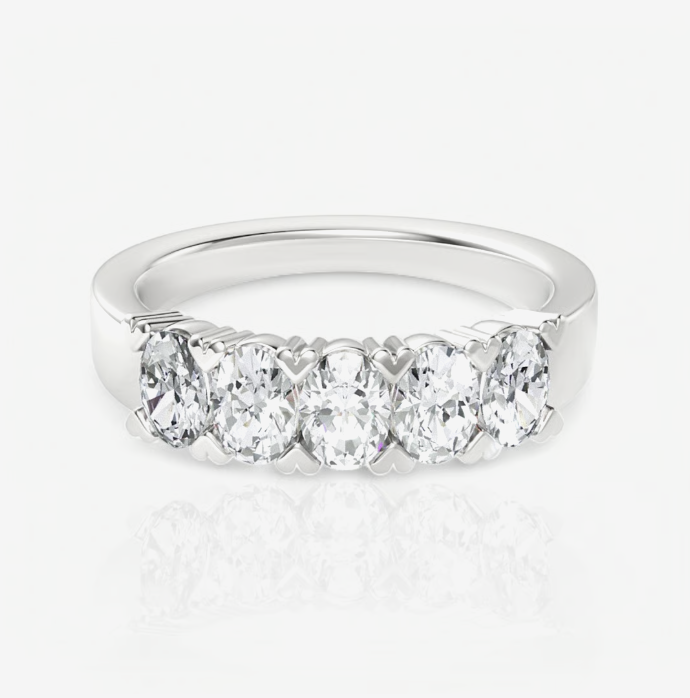 Five-Stone Oval Lab-Grown Diamond Wedding Ring 14kt White Gold
