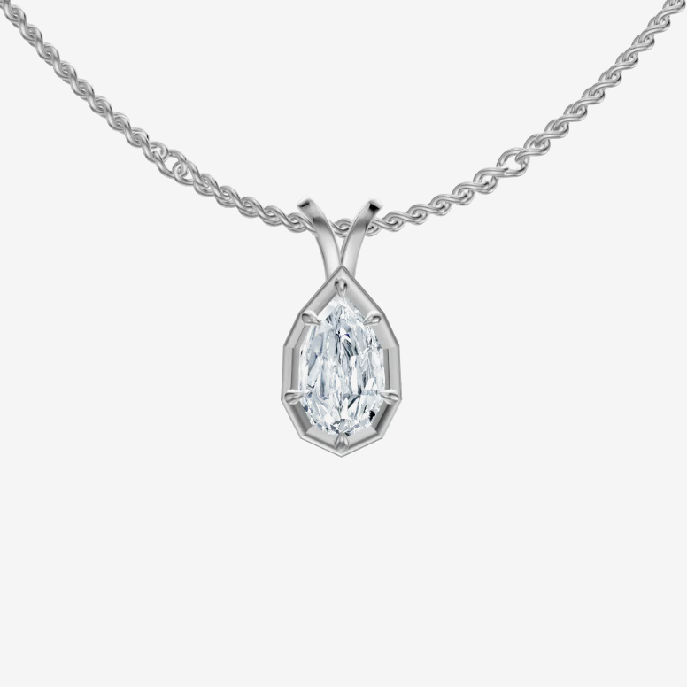 0.50 CTW Split-Bail Step-Cut Pear Lab-Grown Diamond Pendant 14kt White Gold