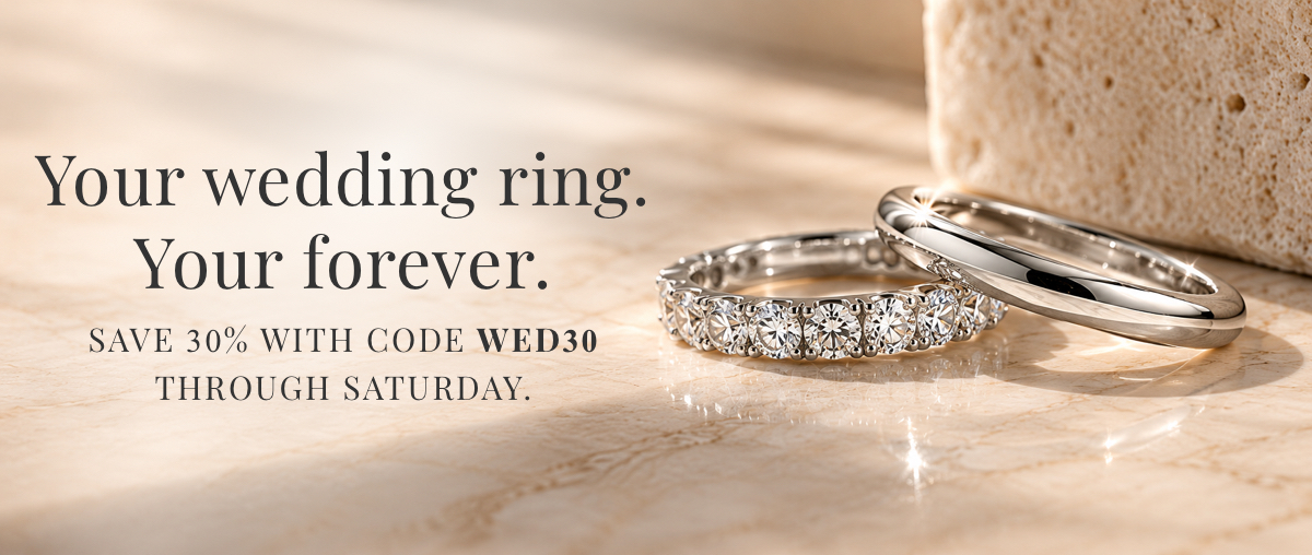 Save 30% on wedding rings with code WED30
