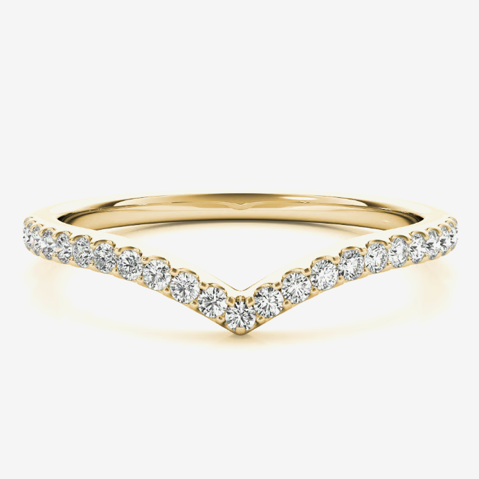Women's 0.20 CTW Petite Chevron Natural Diamond Wedding Ring 18kt Yellow Gold