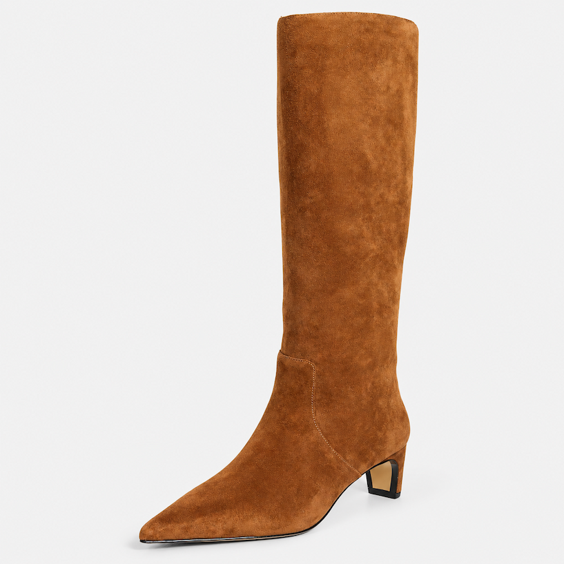 Marc Jacobs women's tall boots in cognac suede at Century 21 NYC