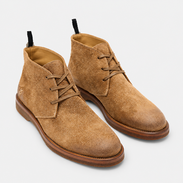 John Varvatos men's chukka boots in tan suede at Century 21 NYC