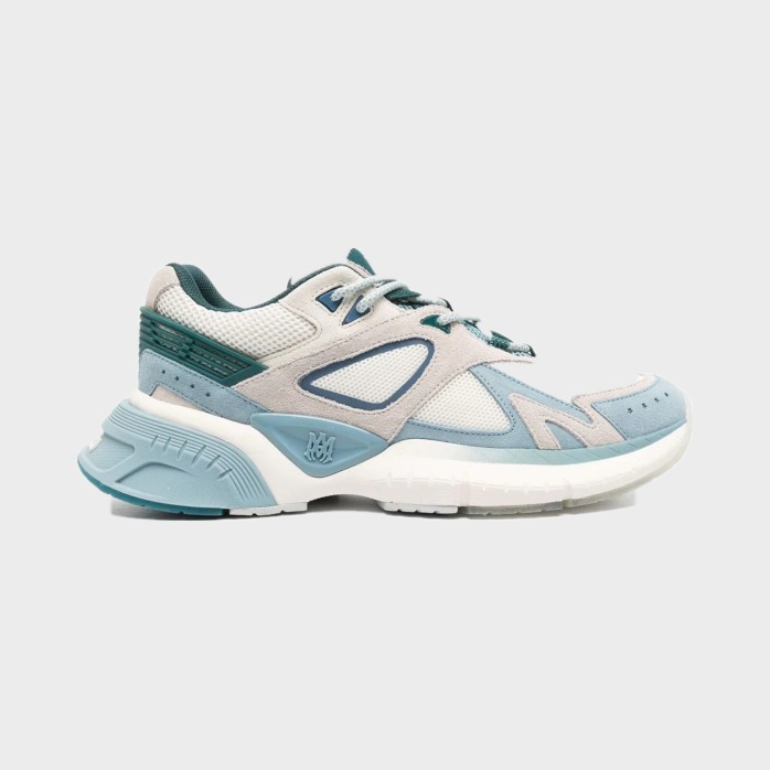 Amiri men's sneakers in white and pale blue at Century 21 NYC