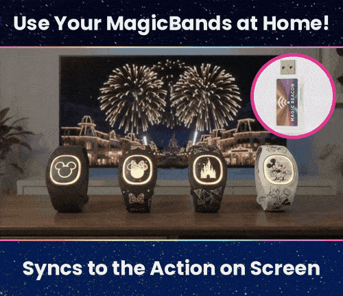 MagicBands lighting up in sync with the fireworks