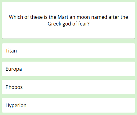The first question of this week's science quiz