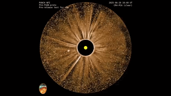 A GIF of illuminated solar corona pulsing around the sun
