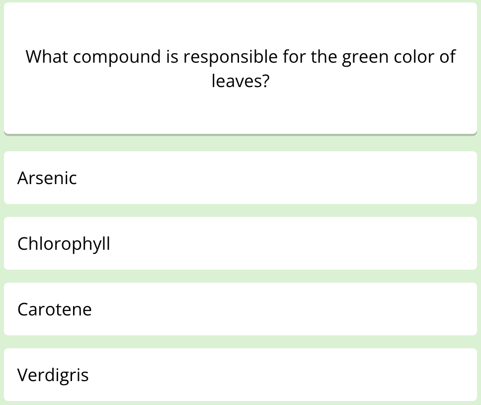 The first question of this week's science quiz