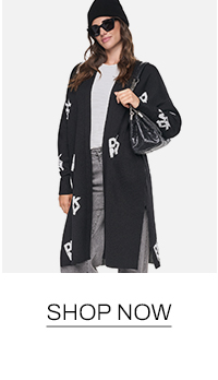 ALL-OVER STACK LOGO LONG CARDIGAN