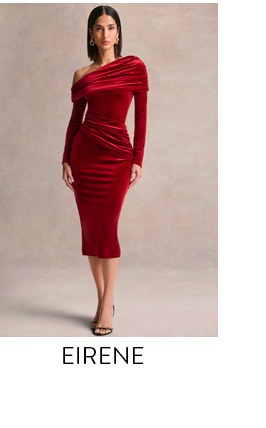 Eirene Red Velvet Midi Dress