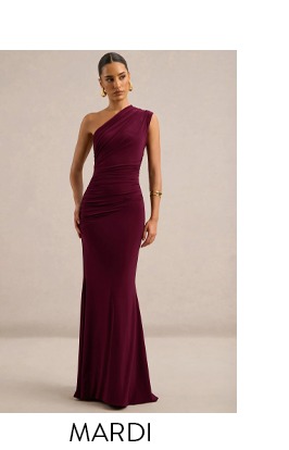 Mardi Red Asymmetric Maxi Dress