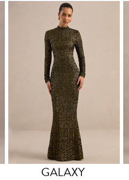 Galaxy Khaki Sequin Maxi Dress