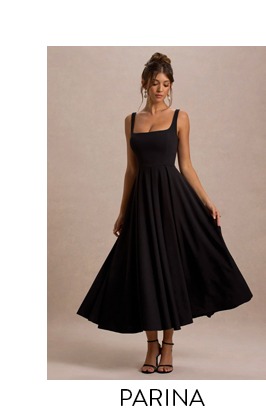 Parina Black Midi Dress